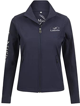 LeMieux Team Women's Soft Shell Jacket - Micro Fleece Backing Outerwear with Stand Collar - Water and Wind Resistant - Flattering Fit
