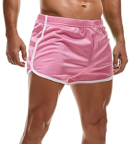 AIMPACT Mens Short Shorts 3 Inch Mesh Retro Pink-S