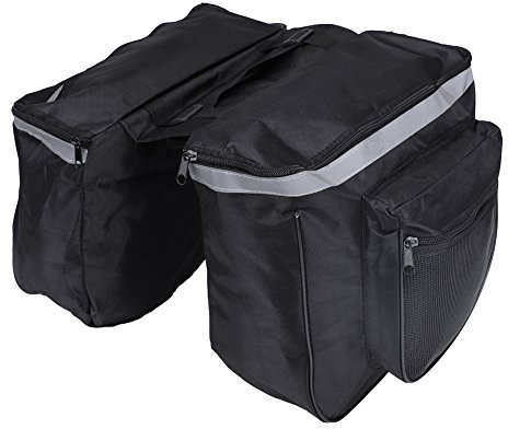 Wakects Borsa Doppia per Bici 25L Borsa Portapacchi Bici Posteriore Impermeabile Borsa per Bicicletta Posteriore Laterale per All'aperto Cavalcare Nero