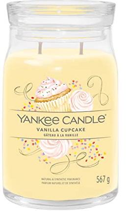 Yankee Candle Signature candela profumata, Cupcake alla Vaniglia in giara grande, Candele di miscela di cera di soia lunga durata