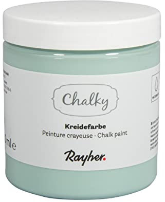 Rayher Chalky, Kreidefarbe auf Wasserbasis, lindgrün, für Shabby-Chic, Vintage- und Landhaus-Stil-Looks, Dose 230 ml, 35048414