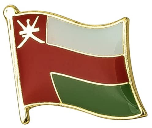 Oman National Flag Enamel Metal Pin Badge Diplomat Lapel – 1.9cm x 1.6cm – Hard Enamel Sultanate of Oman Flag Brooch – Omani National Emblem Pin for Jacket, Hat, or Backpack