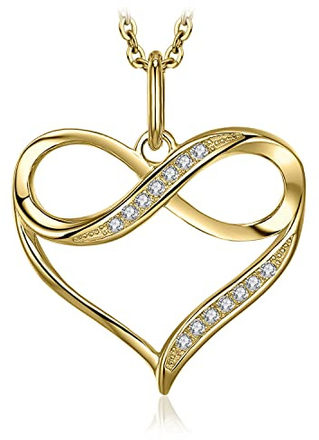 JewelryPalace Love Heart Infinity-Hänge Med Zirkonia-Sten 45cm, Kedjor Silverhalsband Damer Silver 925 Halsband Damer, Kedjor Infinity Flickor,Smycken Kvinnor Valentine Rosegold Guld