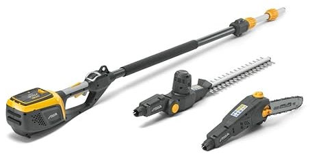 STIGA MT 500e Kit Outil multifonction batterie - Taille-haie et élagueur, lame double action 46 cm, guide-chaîne 25 cm, manche télescopique 75 cm, poignée pivotante 112°, batterie et chargeur inclus