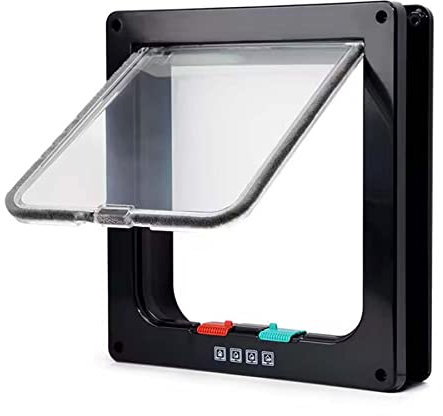 Moaobooh Katzenklappe，4 Wege Verriegelung Katzentür Haustierklappe Haustiertür (M, Schwarz)