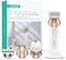VOYOR Damenrasierer Elektrisch Intimrasierer für Frauen 4 in 1 Rasierer Damen Elektrisch Trimmer, Gesichtsbürste,Massage Armen Beinen Achseln Intimbereich Bikinizone 2 Drehzahl ES501 (Champagner Gold)