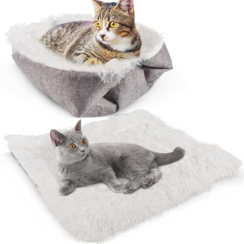 FGen 2 in1 Katzenbett Haustierbett,Weich Waschbare Schlafen Katzenbett,60x52cm Hundebett Waschbar,Kuschelig Hundekörbchen für Kleinen Hunde/Katze