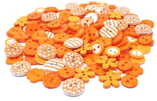 Special-Touches Knöpfe aus Holz, Acryl und Harz, für Kartengestaltung, Verzierungen, 150 Stück, Orange