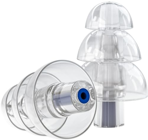 PureFilters Ohrenstöpsel transparent | Gehörschutz für Erzieher/-innen | Ohrenschutz aus hypoallergenem Silikon, inkl. Reinigungsspray und Transportbox | Filtergehörschutz mit Verbindungsband