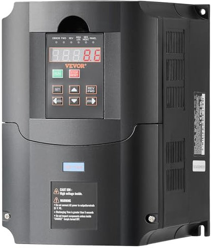 VEVOR Frequenzumrichter VFD 10 PS, 7,5 kW, 35 A, 1- oder 3-phasiger 220-V-Eingang auf 3-phasigen 220-V-Ausgang, 40-60-Hz-Eingang, 0-400-Hz-Ausgang, VFD für Spindelmotor-CNC-Drehzahlregelung