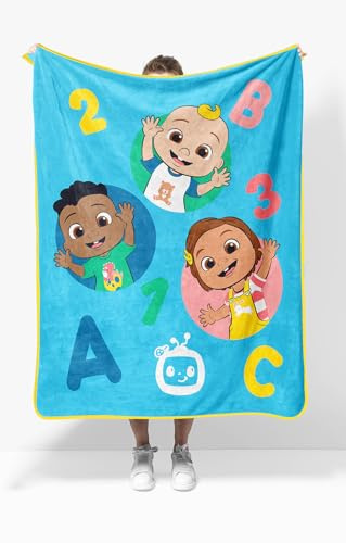 Sunny Side Up CoComelon Plush Travel Throw Blanket - Measures 40 x 50 Inches - Super Soft & Cozy Travel Accessories