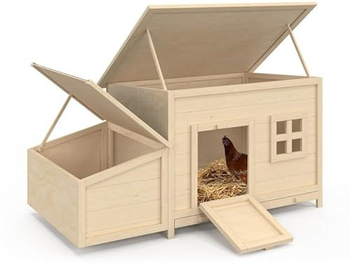 IDMarket - Pollaio Tetto Piatto per Galline su palafitte con posa in legno, capacità fino a 6 galline