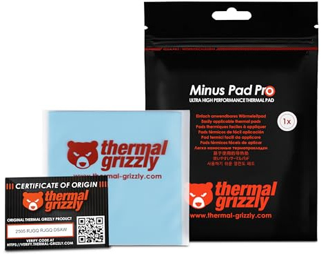 Thermal Grizzly Minus Pad Pro - 100x100x2.0mm Thermal Interface Pad, Electrically Non-Conductive, High Thermal Conductivity & Compressibility for SSDs, GPUs & Electronics