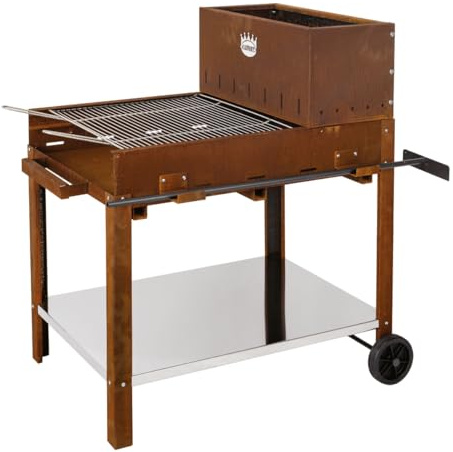 Barbecue a legna in acciaio Corten per Serial Griller, Flipper con griglia in acciaio Inox, Super Flipper con accessori (Super Flipper (Area Cottura 60 x 53 cm))