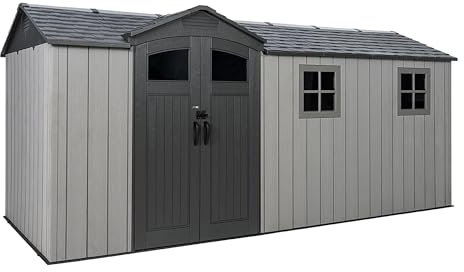 Lifetime 16.5 Ft x 7 Ft Side Entry Outdoor Storage Shed with Steel-Reinforced Walls, Gray