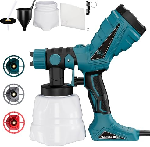 HHYSSG Pulverizador de Pintura, Pistola de Pintura de 600 W, Pistola de Pintura eléctrica de 1200 ml con 3 Boquillas y 3 Patrones, para Muebles, Armarios, Vallas, Paredes, Puertas y Sillas de Jardín