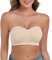 ANGOOL Women's Bandeau Bra Strapless Non-Wired Padded Seamless Multiway Convertible Straps Full Support Non-Slip, Beige, M