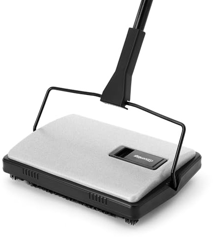 CLEANHOME Carpet Sweeper Manual Cordless - Non-Electric Push Sweeper for Pet Hair & Debris on Carpets & Rugs, Includes Cleaning Tool & Extra Replacement Roller