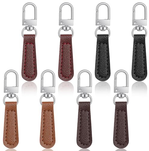8 PCS Zipper Pull Replacement, Leather Handle Detachable Zipper Repair Tab, Mixed Colors for Luggage, Backpacks, Suitcases, Jackets, Purses, Handbags