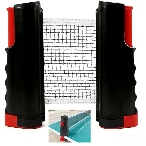 FunWorth Retractable Table Tennis Net with Adjustable Clamps – Fits Any Table up to 5cm Thick | Portable Ping Pong Net for Indoor, Outdoor, Kitchen, Office & Party Games