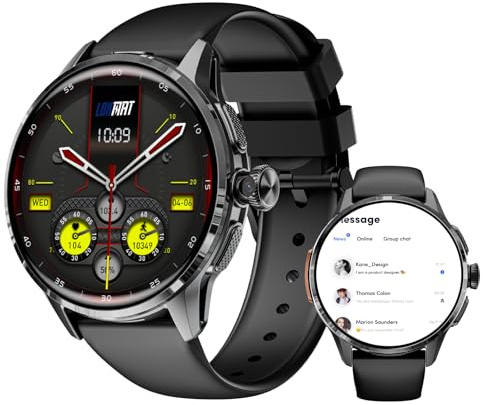 LOKMAT 4G SIM Card Smart Watch,1.6 AMOLED 3GB+32GB Android Smartwatch with Rotating Camera WiFi GPS Fitness Activity Tracker Watch for Men Women (Black)