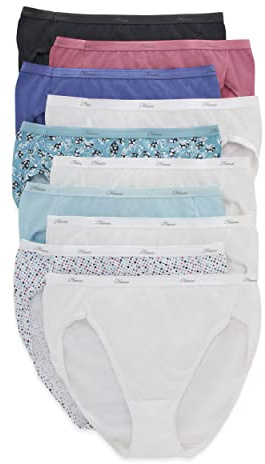 Hanes womens Cotton briefs underwear, 10 Pack - Hi Cut Assorted 1, 8 US