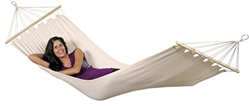 AMAZONAS Boho Hängematte wetterfest UV-beständig Tobago 200cm x 80cm bis 120kg in Weiß