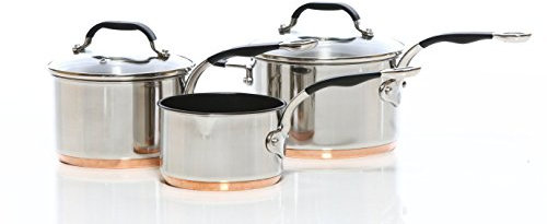 Kochgeschirr-Set mit Kupferböden, mit 3 Töpfen (14, 16, 18 cm)