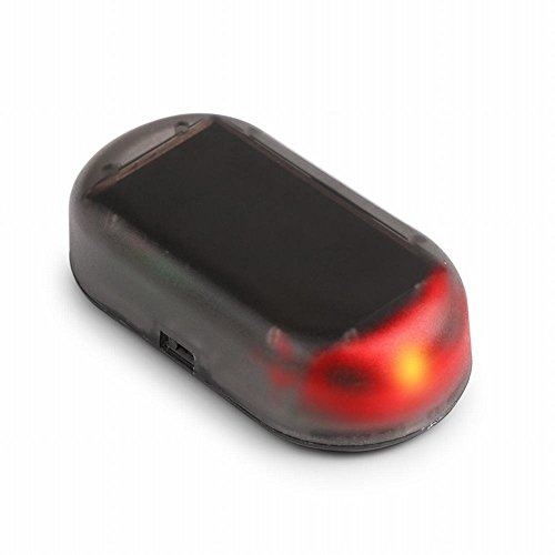 Soldriven napp bil larm röd LED-ljus simulera imitation säkerhetssystem varning anti-stöld blixt blinkande lampa (röd)