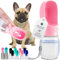MalsiPree Hunde Wasserflasche - Auslaufsicher & Tragbarer Welpen Wasserspender mit Trinkfutterstation für Haustiere - Hundezubehör zum Spazierengehen, Wandern, Reisen - Welpen Zubehör - Rosa, 350ML