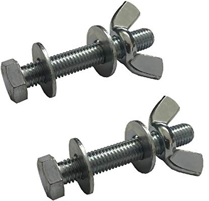 2 x Set Screw Bolts M8 x 50mm, Washers & Wing Nuts,