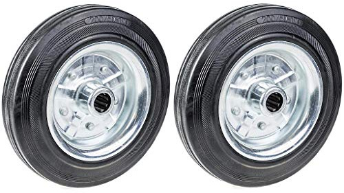 Parnells Solid Rubber Wheels, 200mm Steel Centre Roller Bearing - Set of 2