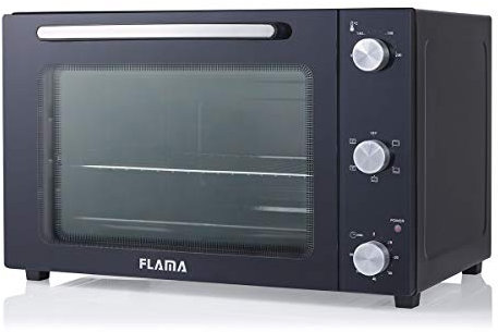 Flama Minihorno de Convección Negro 1558FL, 2000W, Capacidad de 58L, 6 Funciones de Cocción, Función Grill, Revestimiento Antiadherente