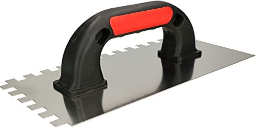 KOTARBAU® Llana dentada de acero inoxidable, 10 x 10 mm / 270 mm, Paleta de alisado con mango de plástico, Peine de diente para colocación de baldosas, Espátula Dentada, Alisadora para azulejos