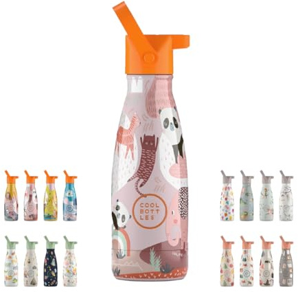 Borraccia Termica per Bambini - 260 ml - Panda Gang - Bottiglia Acqua Acciaio Inox - Bevande Fredde 36 Ore e Calde 18 Ore - Rifiniture con Disegno in Rilievo - Senza BPA - Cool Bottles