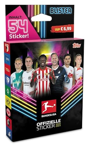 Topps Bundesliga Aufkleber 2022/23 - Offizieller Bundesliga Fußball Aufkleber - Eco-Blisterpack