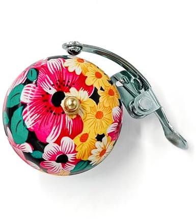 ONIPAX Floral Aluminum Alloy Bicycle Bell, Handlebar Mount Classic Loud Ringer for Cruiser & Beach Bikes, Pink Flower Decor