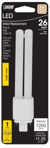 Feit PL GX24Q-3 4-Pin LED Tube Light Neutral White 26 Watt Equivalence 1 pk