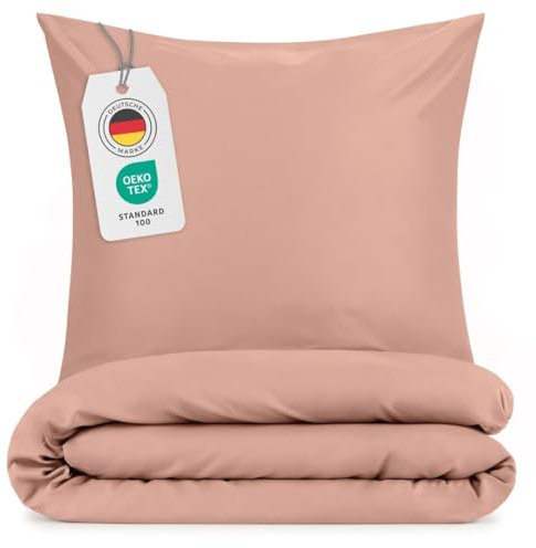 Blumtal Bettwäsche 135x200cm + 80x80cm Kopfkissenbezug - Oeko-TEX zert. Mikrofaser Bettwäsche Set - Mikrofaser Bettbezug bis 95 °C - Deckenbezug + Kissenbezug 2-teilig - Sommerbettwäsche Rosa