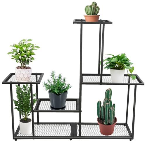 Willonin Etagère de Jardin pour Plantes escalier en Fer,Support pour plantes en Métal à 4/6 Niveaux, Étagère Échelle à Fleurs pour Balcons, Terrasses, Jardins et Salons (B-85 * 25 * 82cm)