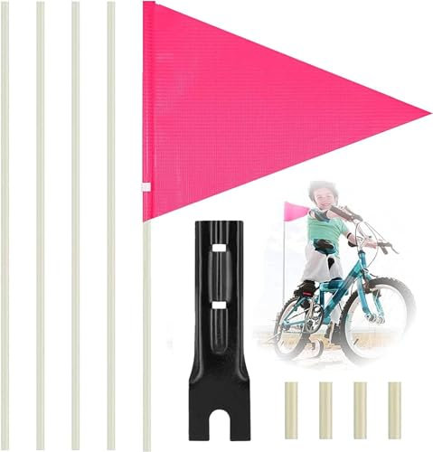 ZHENXITC 190cm Fahrradfahne, Sicherheitswimpel, Fahrradwimpel Einstellbar für Kinder, Wimpel Fahrrad Kinder, Sicherheitswimpel mit Befestigungswinkel Fahrradwimpel, Rosa Fahrradzubehör Fahrradfahne