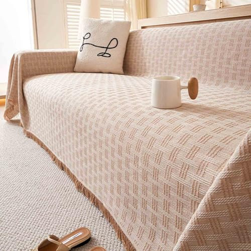 HLTQL Manta Cubre Sofa de Algodón para 1/2/3/4 Plazas, Chaise Longue, Foulard Verano (#3,90x180cm)