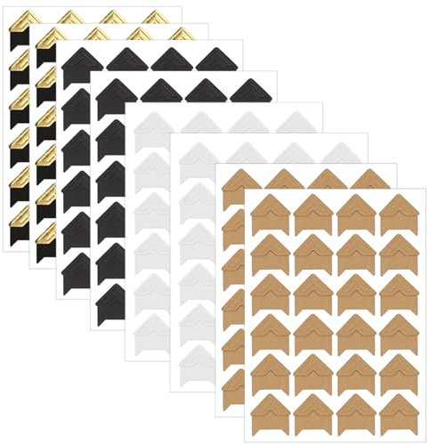 Fotoecken Selbstklebend Selbstklebend Foto Klebeecken Foto Ecken Fotoecken für Fotoalbum Fotoecken zum Kleben Fotoecken Aufkleber für Scrapbooking Fotoalbum DIY Tagebuch 192 Stück 8 Blatt