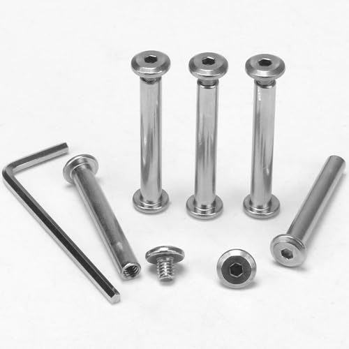 KINDPMA 35Pcs Möbelverbinder Schrankverbinder mit Sechskantschlüssel M4*35mm Edelstahl Hülsenschrauben Sets(35 x Möbelschrauben, 35 x Hülsenmutter) Verbindungsschraube für Möbel, Schränke, Holzbret