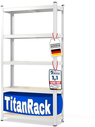 etm Estantería para cargas pesadas – Garaje, sótano, taller, estantería de almacenamiento, estantería para sótano, alta capacidad de carga y estantes ajustables (blanco, 180 x 90 x 45 cm)
