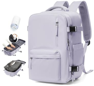 BJLFS Bagage Cabine 40x30x20 Ryanair Wizzair sous vide Femme Sac à Dos Voyage Cabine Avion 45x36x20 pour Easyjet Bagage à Main Sac à dos pour ordinateur 14 pouces Femme Violet