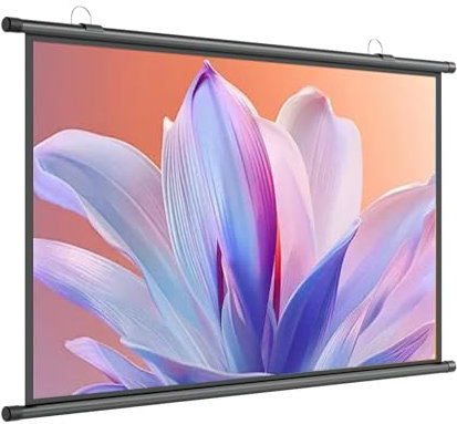 Ecran Videoprojecteur, Écran De Projection 60 Manuel Enroulable, TV Et Home Cinema Toile pour Cinéma Maison Bureau Voyage, Ecran De Projection Portable Format 16:9/4:3, Fixation Par Crochets(16:9,72