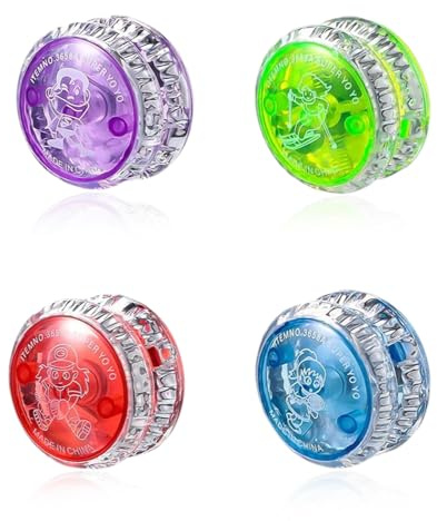 Yoyo Lumineux 4 Pièces Yoyo Enfant Jouet Yo-Yo Led Yo-Yo avec Lumière Plastique pour Goodies de Fête, Cadeaux d'Anniversaire, Célébrations