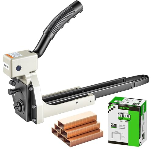 meite Agrafeuse Manuelle de Fermeture de Carton, Utilise des Agrafes pour Carton, Agrafeuse à Carton pour Carton Ondulé (Agrafeuse 18 mm avec agrafes)