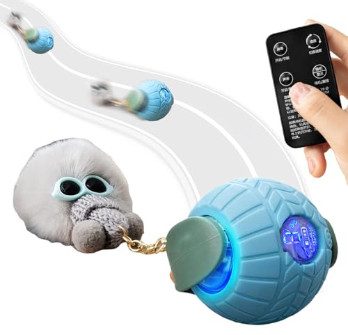 Pelota Móvil para Perros - Juego Rodante Interactivo Inteligente de 3 Velocidades,Pelotas De Con Movimiento Automático Y Muñeco De Peluche | Gatos y Cachorros Juego Interior Estimulación y Mas